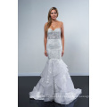 Strapless Bodice Accented with Intricate Beading Wedding Dress with Flare Draped Skirt